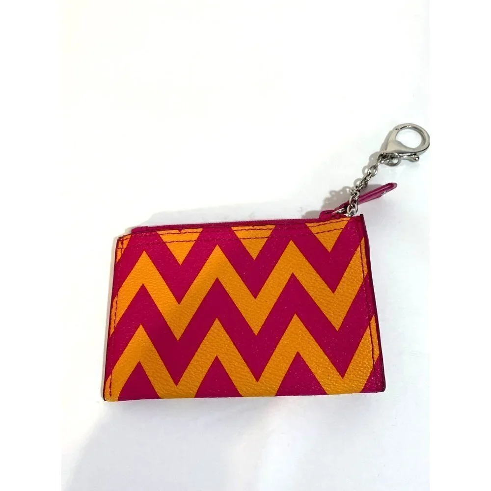 Vera‎ Bradley Keychain Wallet Pink & Orange Chevron Design